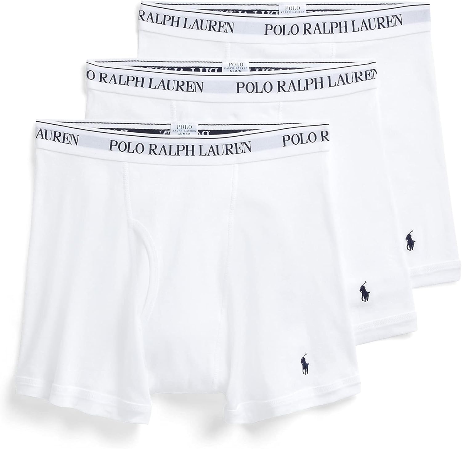 imagePOLO RALPH LAUREN Mens Classic Fit Cotton Boxer Briefs Trunks amp Long Leg Available 3PackWhiteNavy 3 Pack