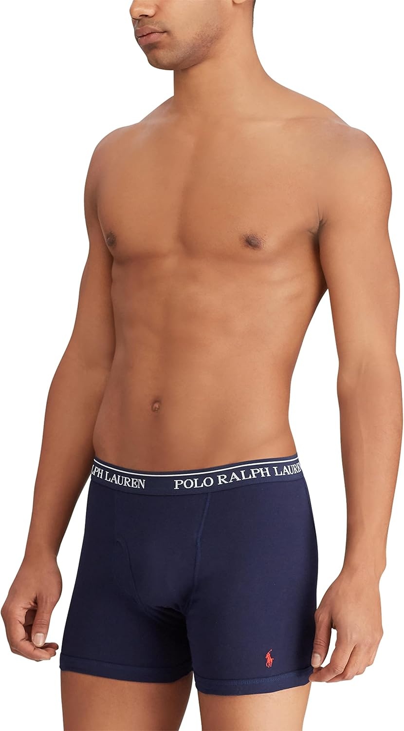 imagePOLO RALPH LAUREN Mens Classic Fit Cotton Boxer Briefs Trunks amp Long Leg Available 3PackWhiteNavy NavyRed RedNavy 3 Pack