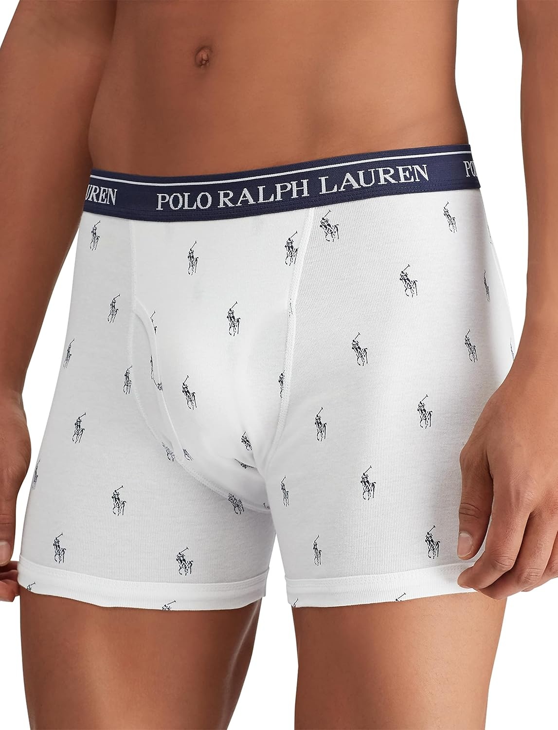imagePOLO RALPH LAUREN Mens Classic Fit Cotton Boxer Briefs Trunks amp Long Leg Available 3PackWhiteNavy NavyRed RedNavy 3 Pack