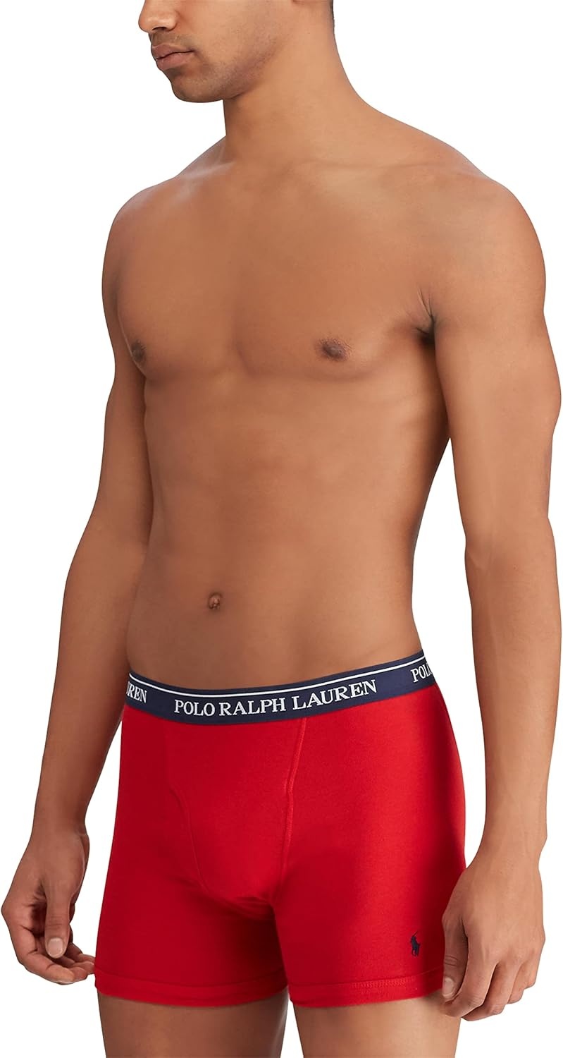 imagePOLO RALPH LAUREN Mens Classic Fit Cotton Boxer Briefs Trunks amp Long Leg Available 3PackWhiteNavy NavyRed RedNavy 3 Pack