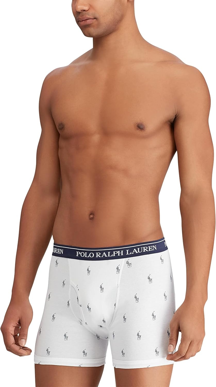 imagePOLO RALPH LAUREN Mens Classic Fit Cotton Boxer Briefs Trunks amp Long Leg Available 3PackWhiteNavy NavyRed RedNavy 3 Pack
