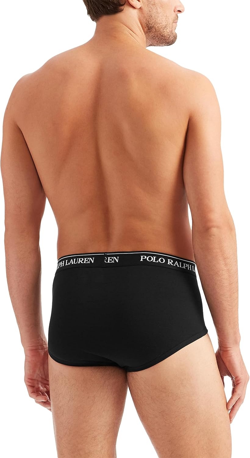 imagePOLO RALPH LAUREN Mens Classic Fit Cotton Briefs MultipacksAndover Heather Polo Black Madison Heather 3 Pack