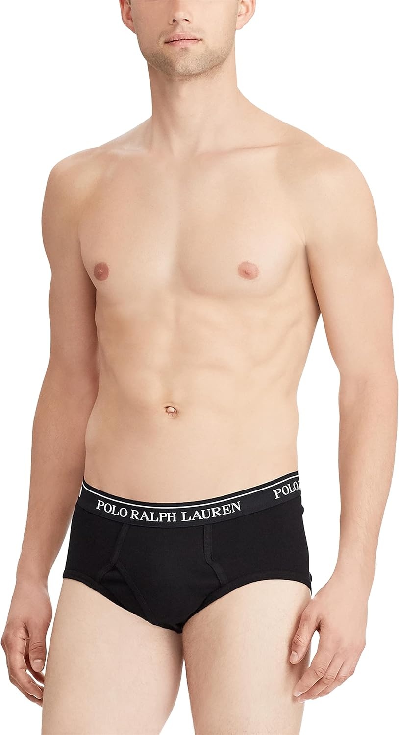 imagePOLO RALPH LAUREN Mens Classic Fit Cotton Briefs MultipacksAndover Heather Polo Black Madison Heather 4 Pack