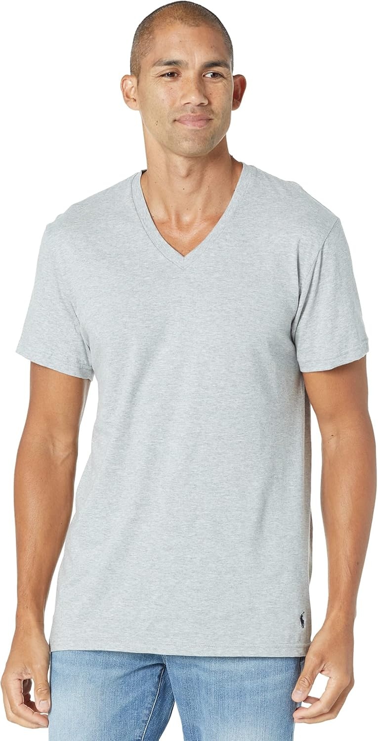 imagePOLO RALPH LAUREN Mens Classic Fit wWicking 3Pack VNecks Harbor Island BlueRugby RoyalAndover Heather MD One Size