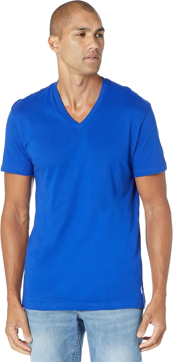 imagePOLO RALPH LAUREN Mens Classic Fit wWicking 3Pack VNecks Harbor Island BlueRugby RoyalAndover Heather MD One Size