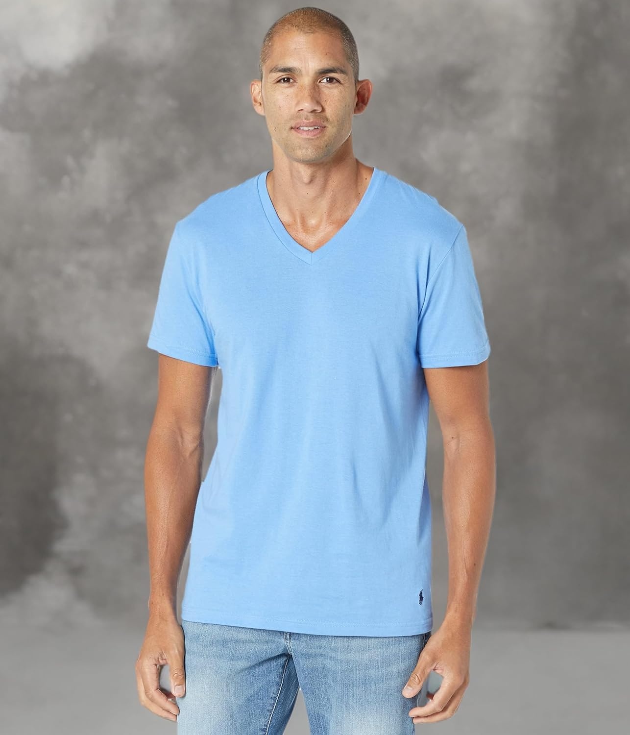 imagePOLO RALPH LAUREN Mens Classic Fit wWicking 3Pack VNecks Harbor Island BlueRugby RoyalAndover Heather MD One Size