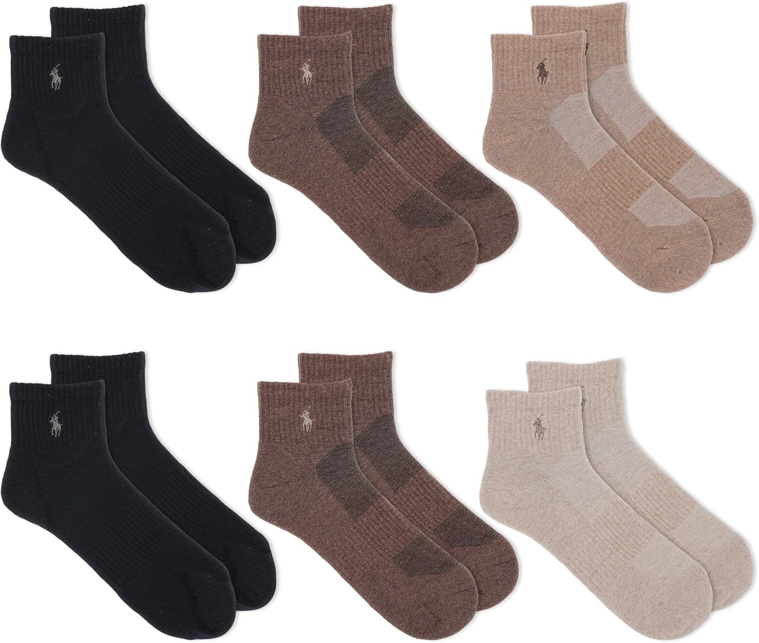 imagePOLO RALPH LAUREN Mens Performance Cotton Quarter SocksBrown