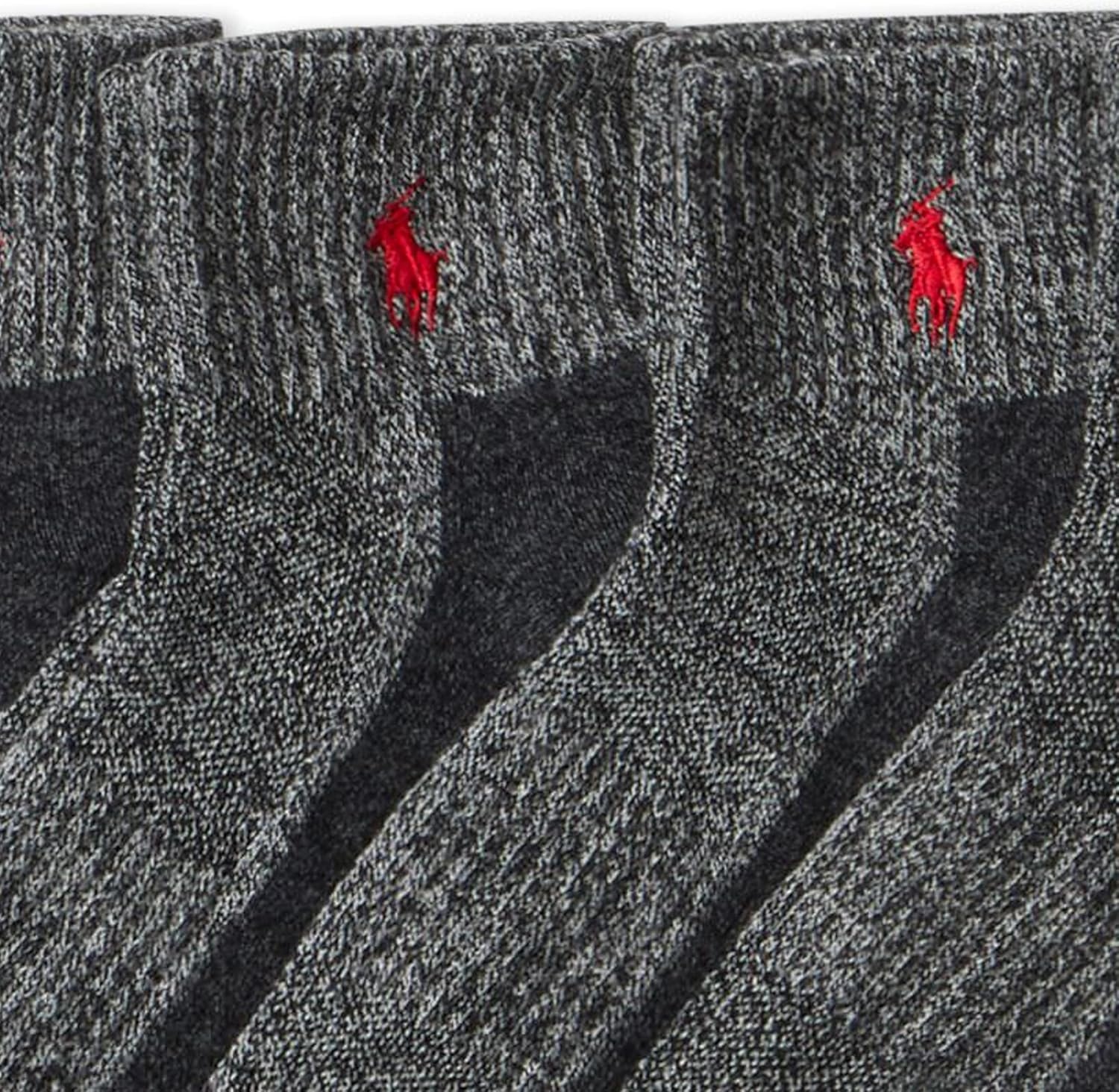 imagePOLO RALPH LAUREN Mens Performance Cotton Quarter SocksGray Marl Contrast