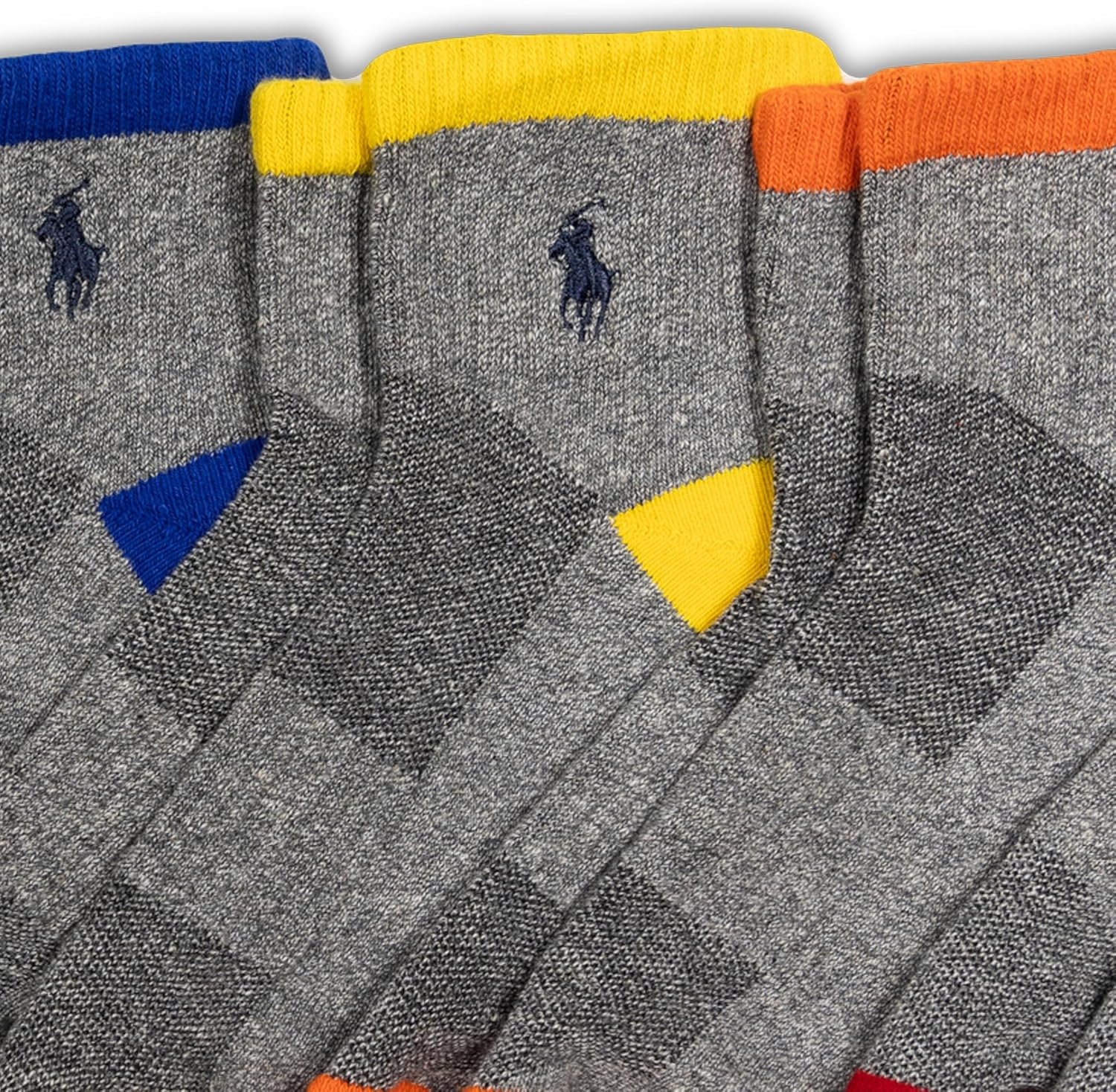 imagePOLO RALPH LAUREN Mens Performance Cotton Quarter SocksMulticolor Tip Gray