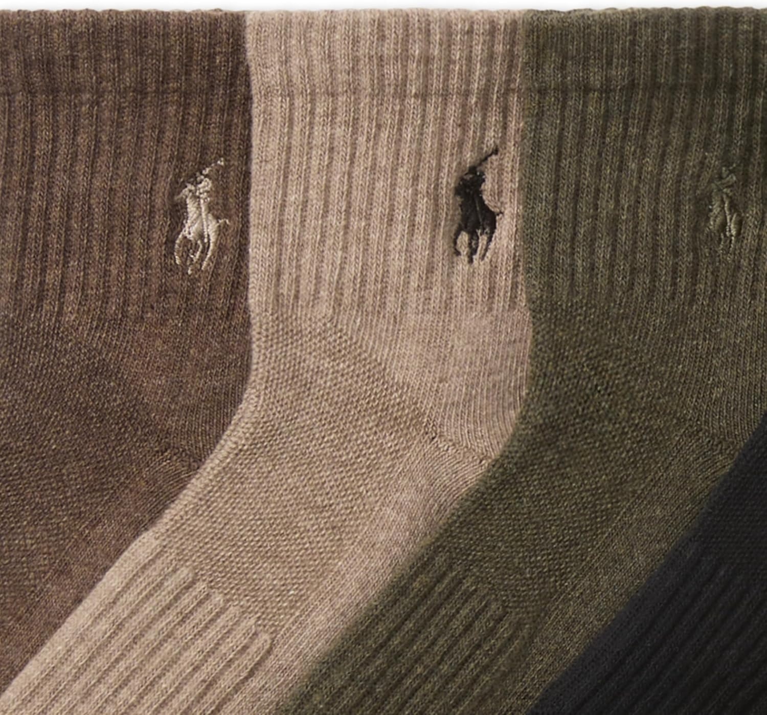 imagePOLO RALPH LAUREN Mens Performance Cotton Quarter SocksOlive Assorted