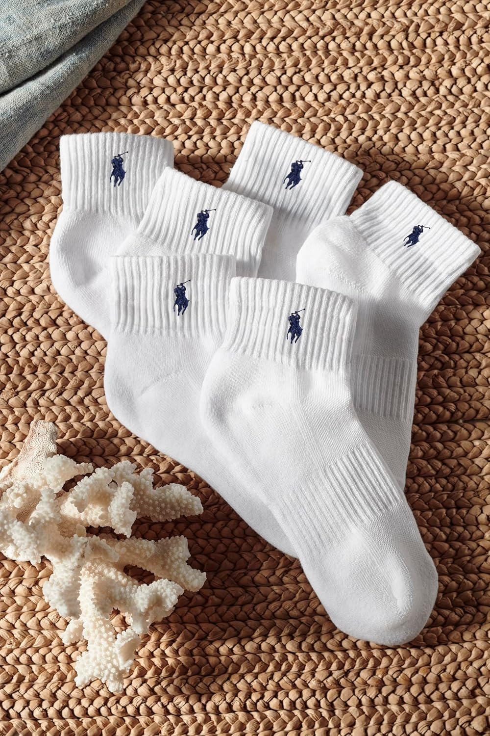 imagePOLO RALPH LAUREN Mens Performance Cotton Quarter SocksOlive Assorted