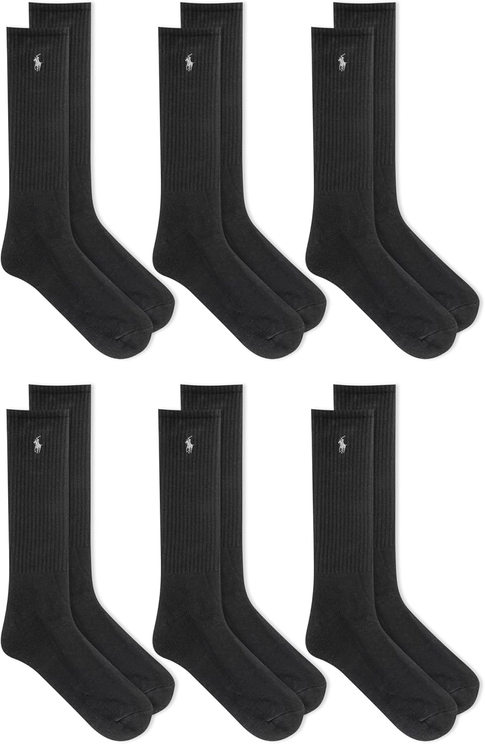 imagePOLO RALPH LAUREN Mens Performance Crew Socks 6 PackBlack