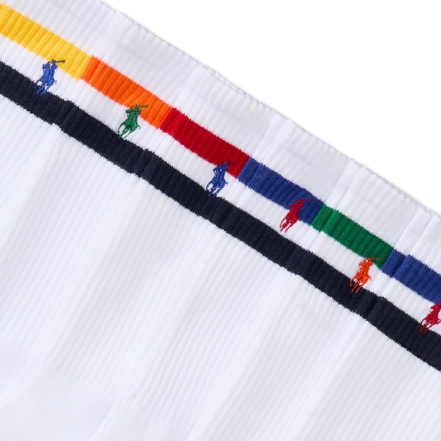 imagePOLO RALPH LAUREN Mens Performance Crew Socks 6 PackWhite Stripes