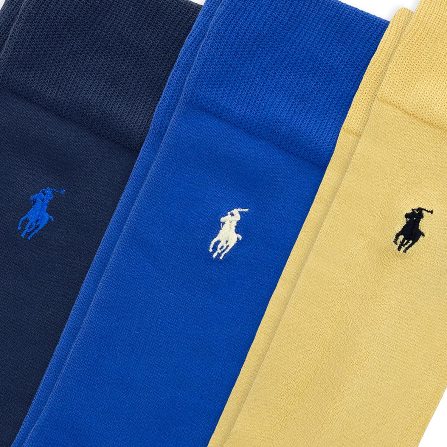 imagePOLO RALPH LAUREN Mens Super Soft Flat Dress Crew Socks 3 Pair Pack Heeltoe ReinforcementSoft Yellow
