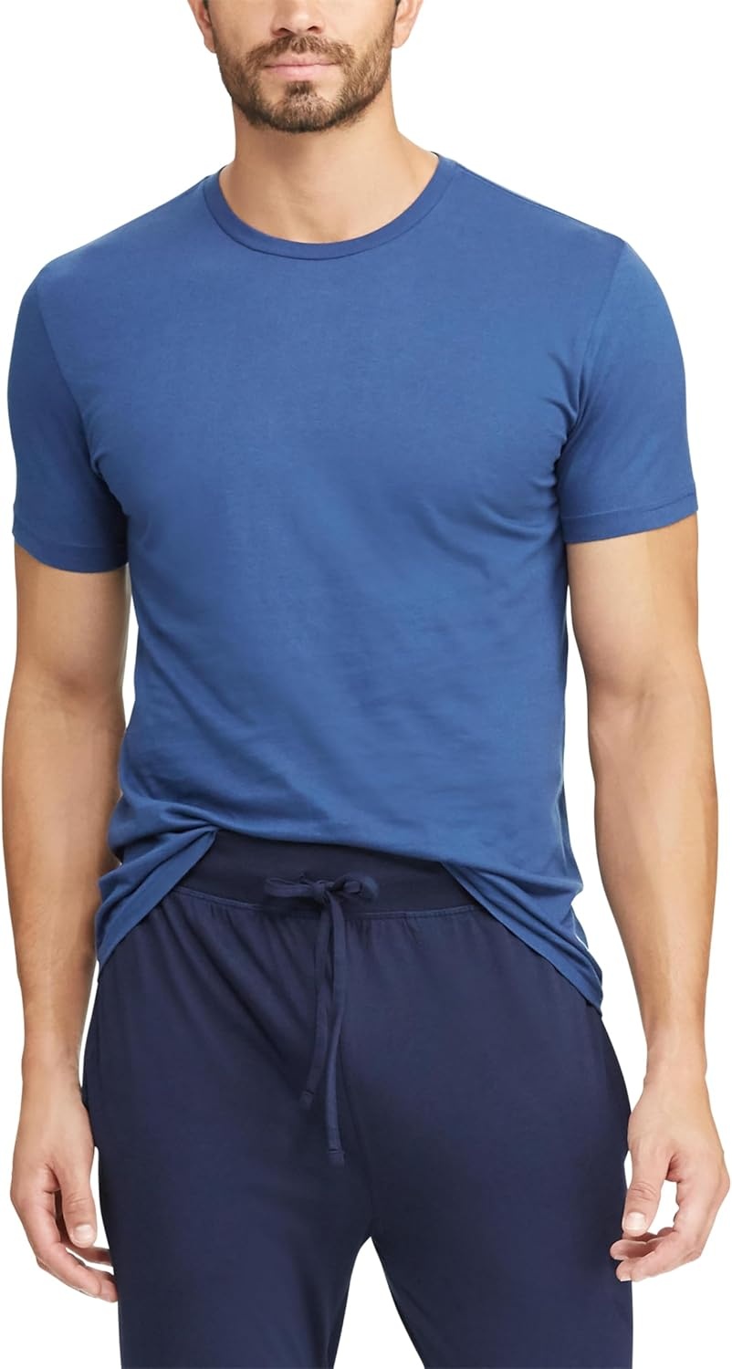 imagePOLO RALPH LAUREN Mens TShirt 3Pack Classic Mens Cotton Crewneck Shirts MoistureWicking Long Big amp TallAndover HeatherNavy BlueWhite NavyWhite 3 Pack