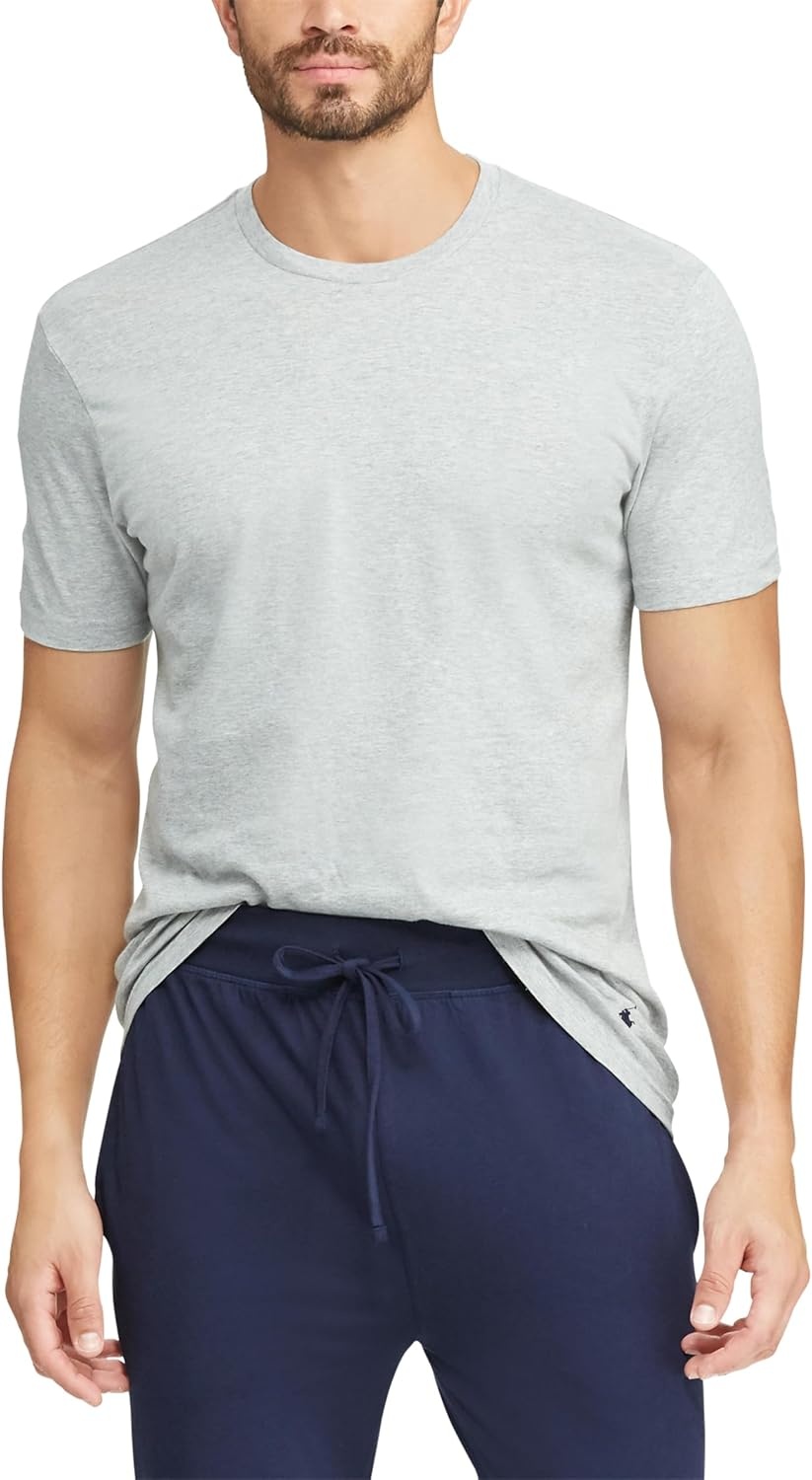 imagePOLO RALPH LAUREN Mens TShirt 3Pack Classic Mens Cotton Crewneck Shirts MoistureWicking Long Big amp TallAndover HeatherNavy BlueWhite NavyWhite 3 Pack