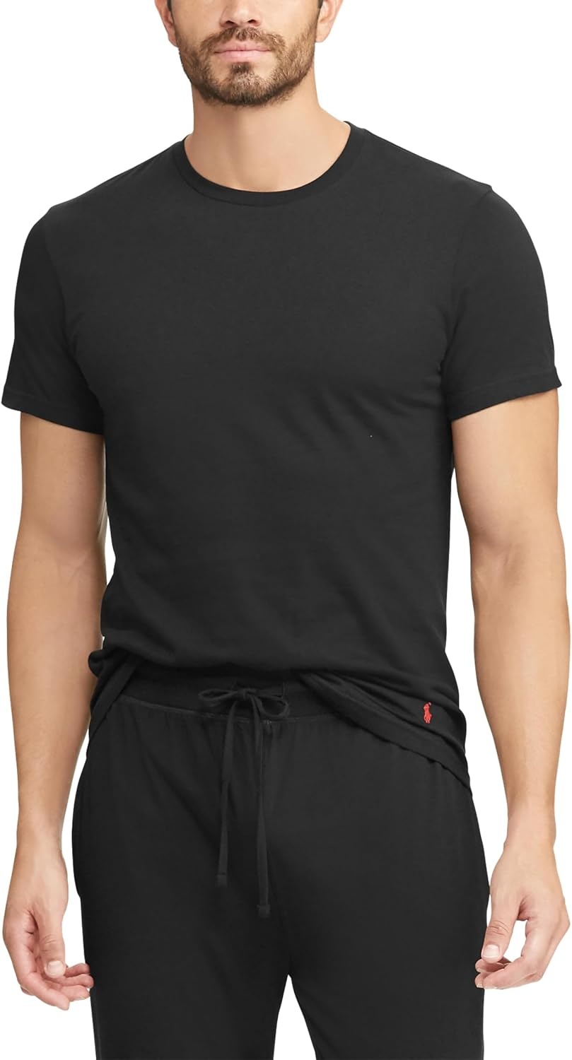 imagePOLO RALPH LAUREN Mens TShirt 3Pack Classic Mens Cotton Crewneck Shirts MoistureWicking Long Big amp TallPolo BlackRed 3 Pack