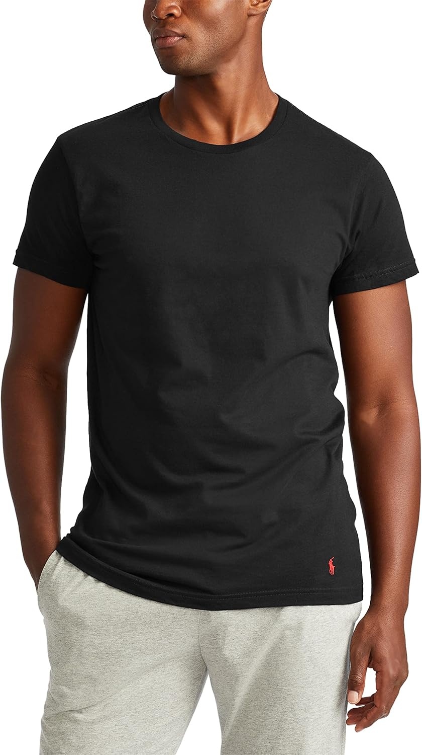 imagePOLO RALPH LAUREN Mens TShirt 3Pack Classic Mens Cotton Crewneck Shirts MoistureWicking Long Big amp TallPolo BlackRed 3 Pack