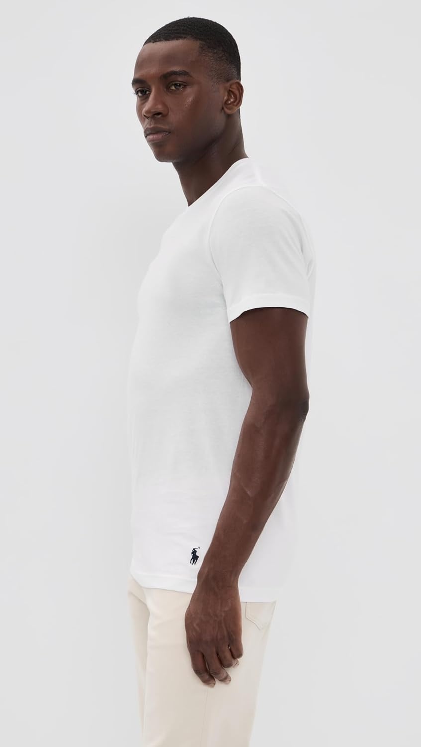 imagePOLO RALPH LAUREN Mens TShirt 3Pack Classic Mens Cotton Crewneck Shirts MoistureWicking Long Big amp TallWhiteNavy 3 Pack