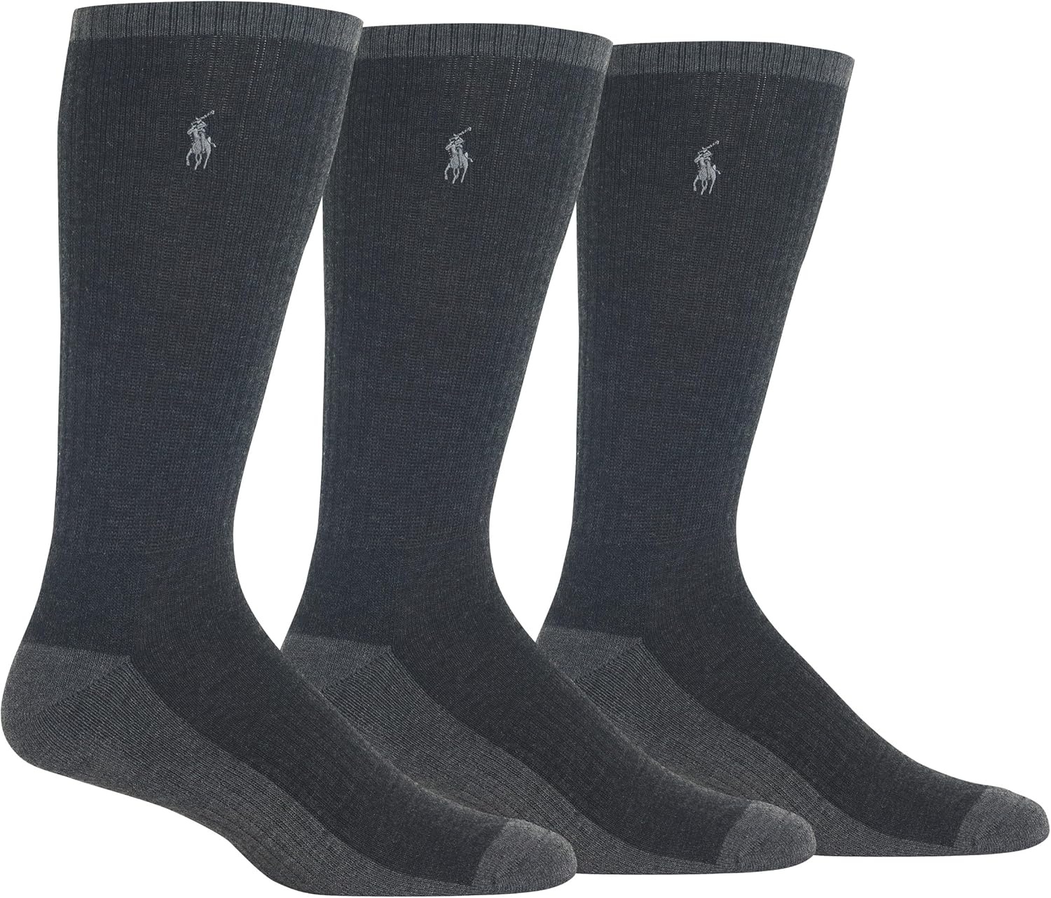 imagePOLO RALPH LAUREN Mens Tricolor Heather Crew Socks 3Pair PackBlack