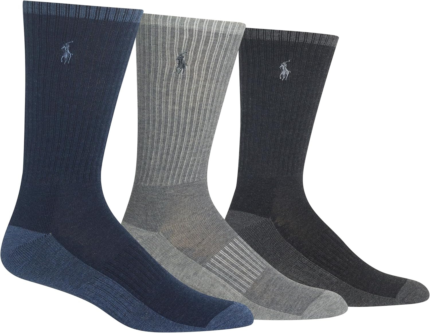 imagePOLO RALPH LAUREN Mens Tricolor Heather Crew Socks 3Pair PackDenim Heather
