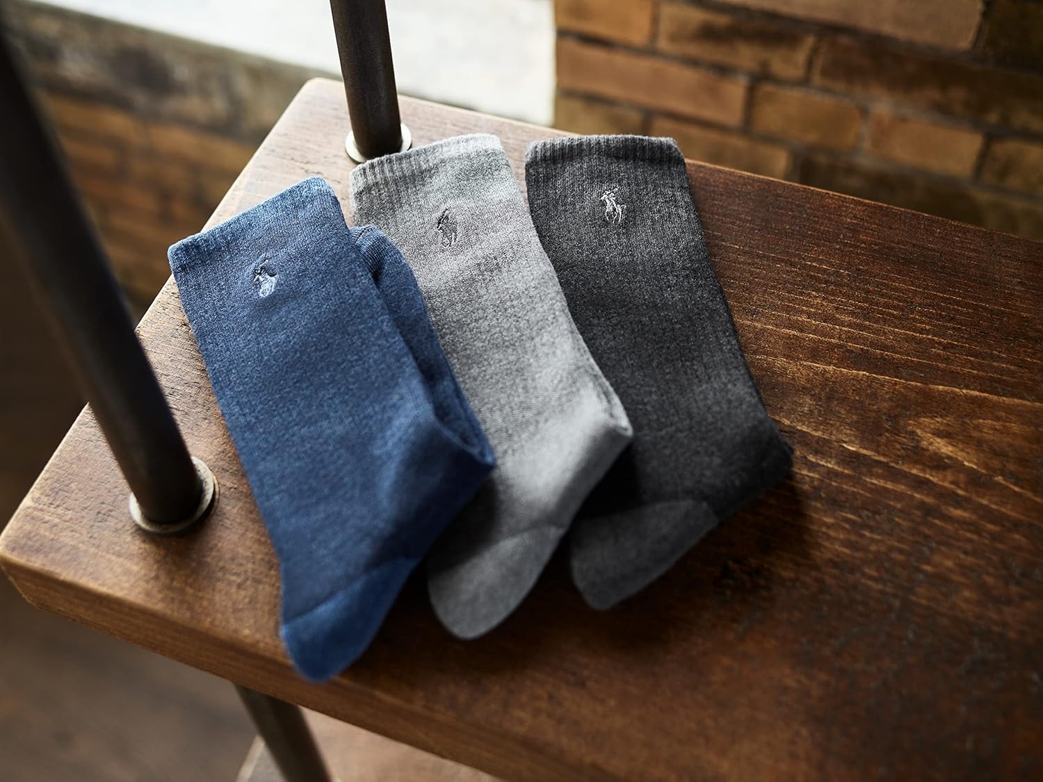 imagePOLO RALPH LAUREN Mens Tricolor Heather Crew Socks 3Pair PackDenim Heather