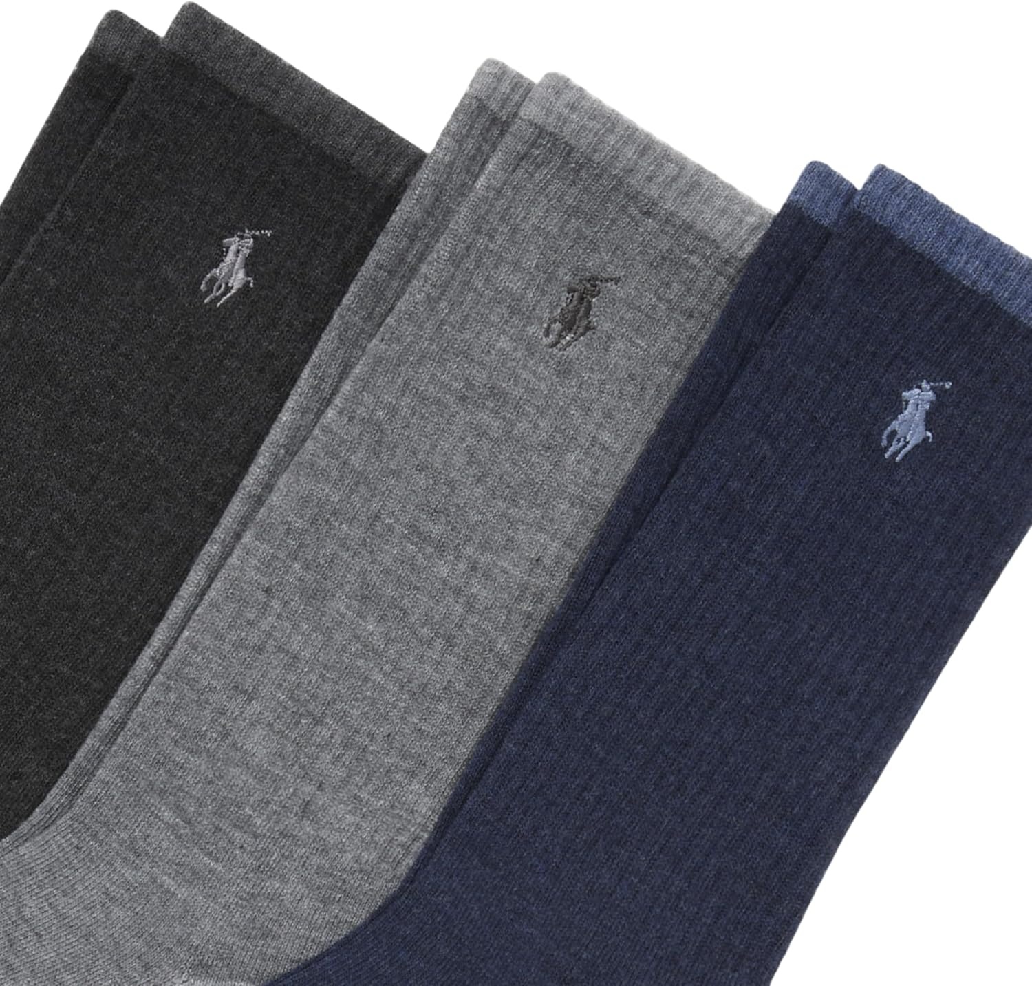 imagePOLO RALPH LAUREN Mens Tricolor Heather Crew Socks 3Pair PackDenim Heather