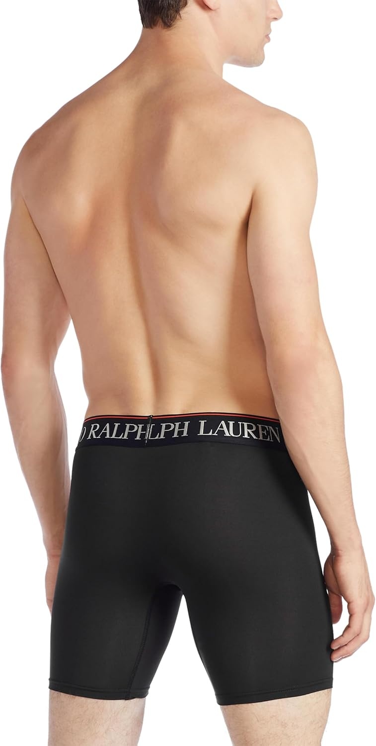 imagePOLO RALPH LAUREN Mens Underwear Boxer Briefs Pack 3Pack 4D Flex Cooling Microfiber Underwear Wicking Boxer BriefsBlackOrange Black Royal Black Red 3 Pack