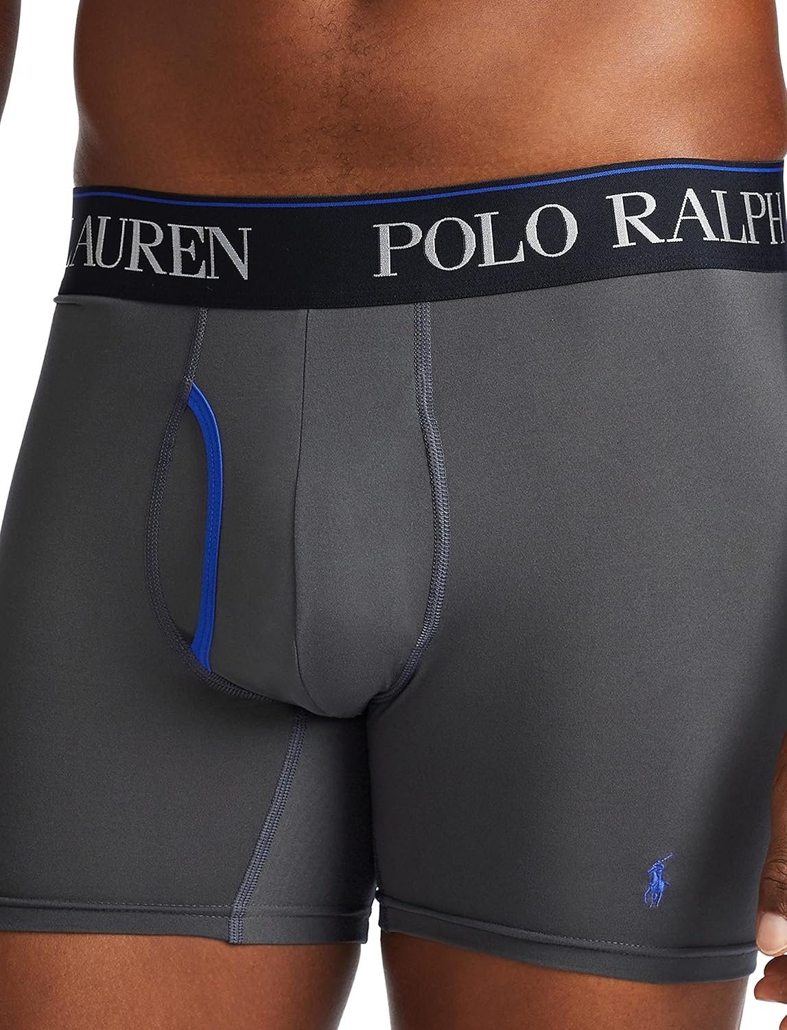 imagePOLO RALPH LAUREN Mens Underwear Boxer Briefs Pack 3Pack 4D Flex Cooling Microfiber Underwear Wicking Boxer BriefsCharcoalRugbyroyalPolo Black