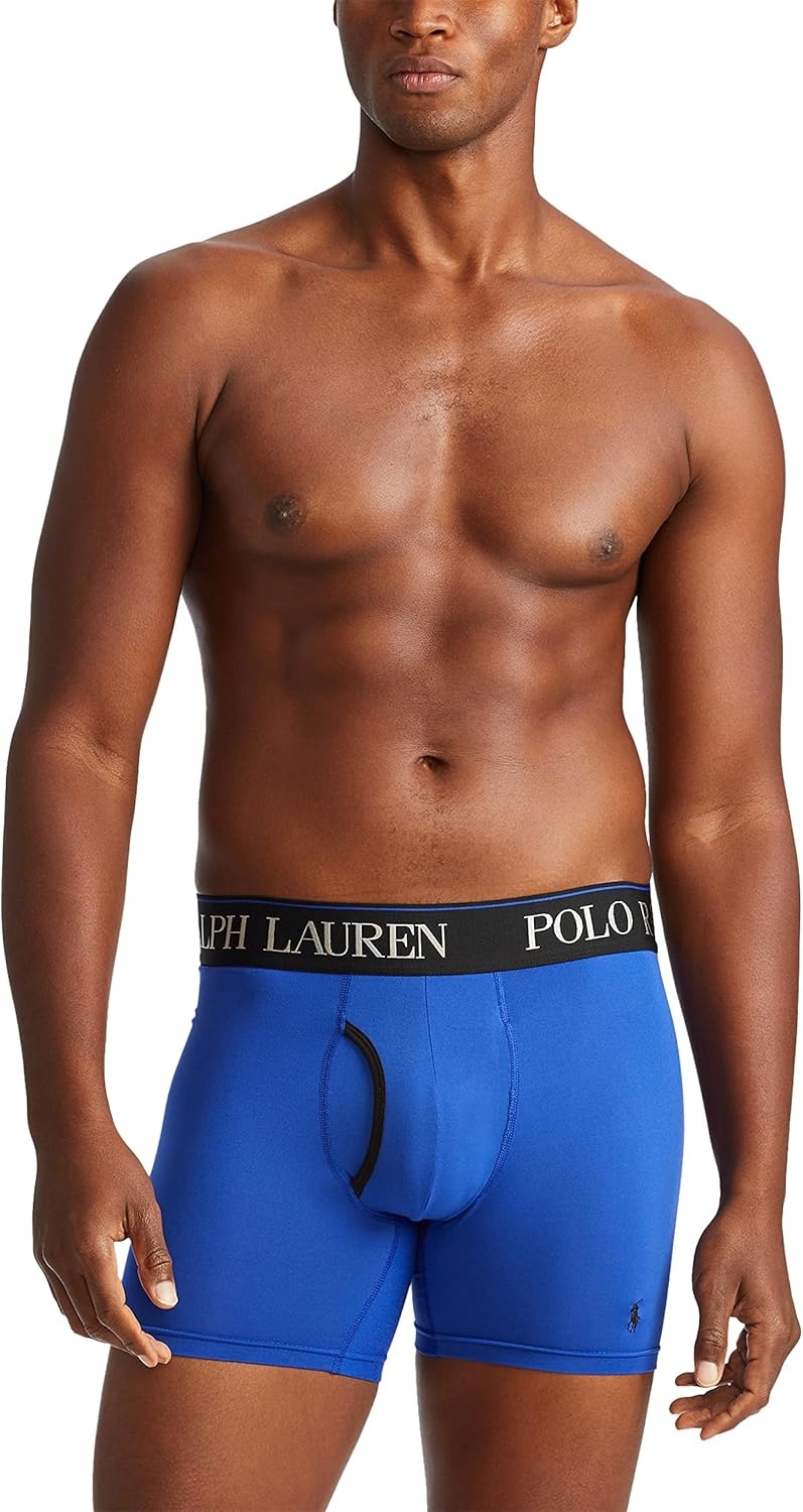 imagePOLO RALPH LAUREN Mens Underwear Boxer Briefs Pack 3Pack 4D Flex Cooling Microfiber Underwear Wicking Boxer BriefsCharcoalRugbyroyalPolo Black