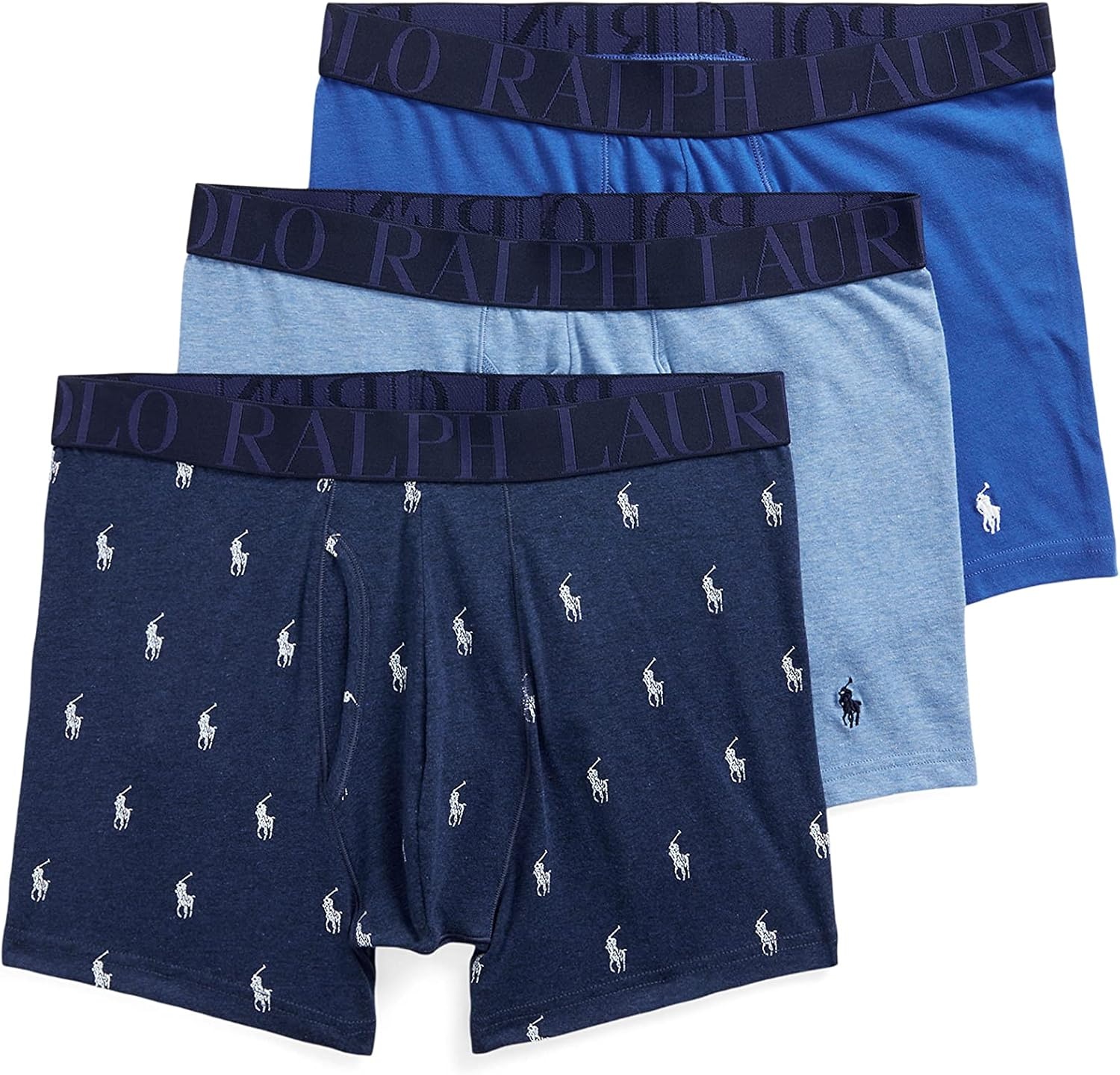 imagePOLO RALPH LAUREN Underwear Boxer Brief 3Pack Stretch Classic Fit Moisture Wicking Pouch Regular Trunk amp Long LegPale RoyalMonroeBlue Saturn