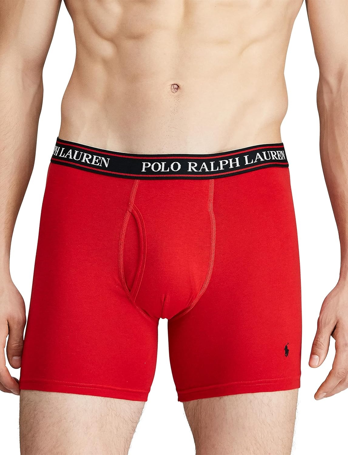 imagePOLO RALPH LAUREN Underwear Boxer Brief 3Pack Stretch Classic Fit Moisture Wicking Pouch Regular Trunk amp Long LegRedCharcoal Heather StripeCharcoal Heather 3 Pack