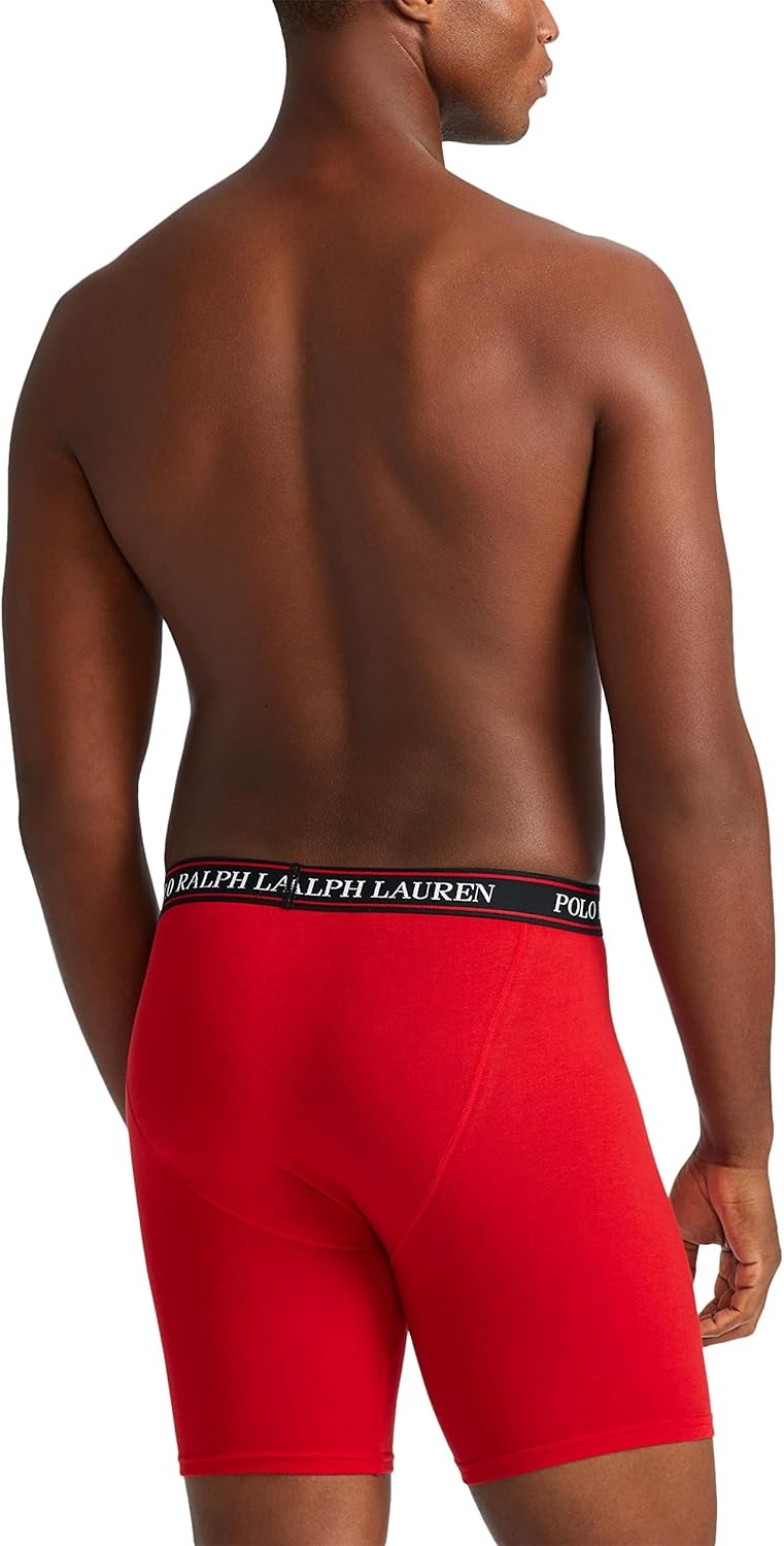 imagePOLO RALPH LAUREN Underwear Boxer Brief 3Pack Stretch Classic Fit Moisture Wicking Pouch Regular Trunk amp Long LegRedCharcoal Heather StripeCharcoal Heather 3 Pack