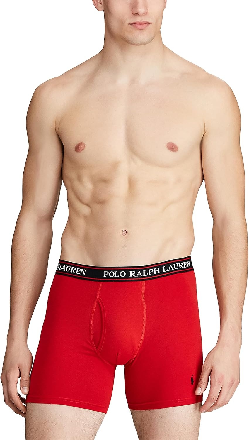 imagePOLO RALPH LAUREN Underwear Boxer Brief 3Pack Stretch Classic Fit Moisture Wicking Pouch Regular Trunk amp Long LegRedCharcoal Heather StripeCharcoal Heather 3 Pack