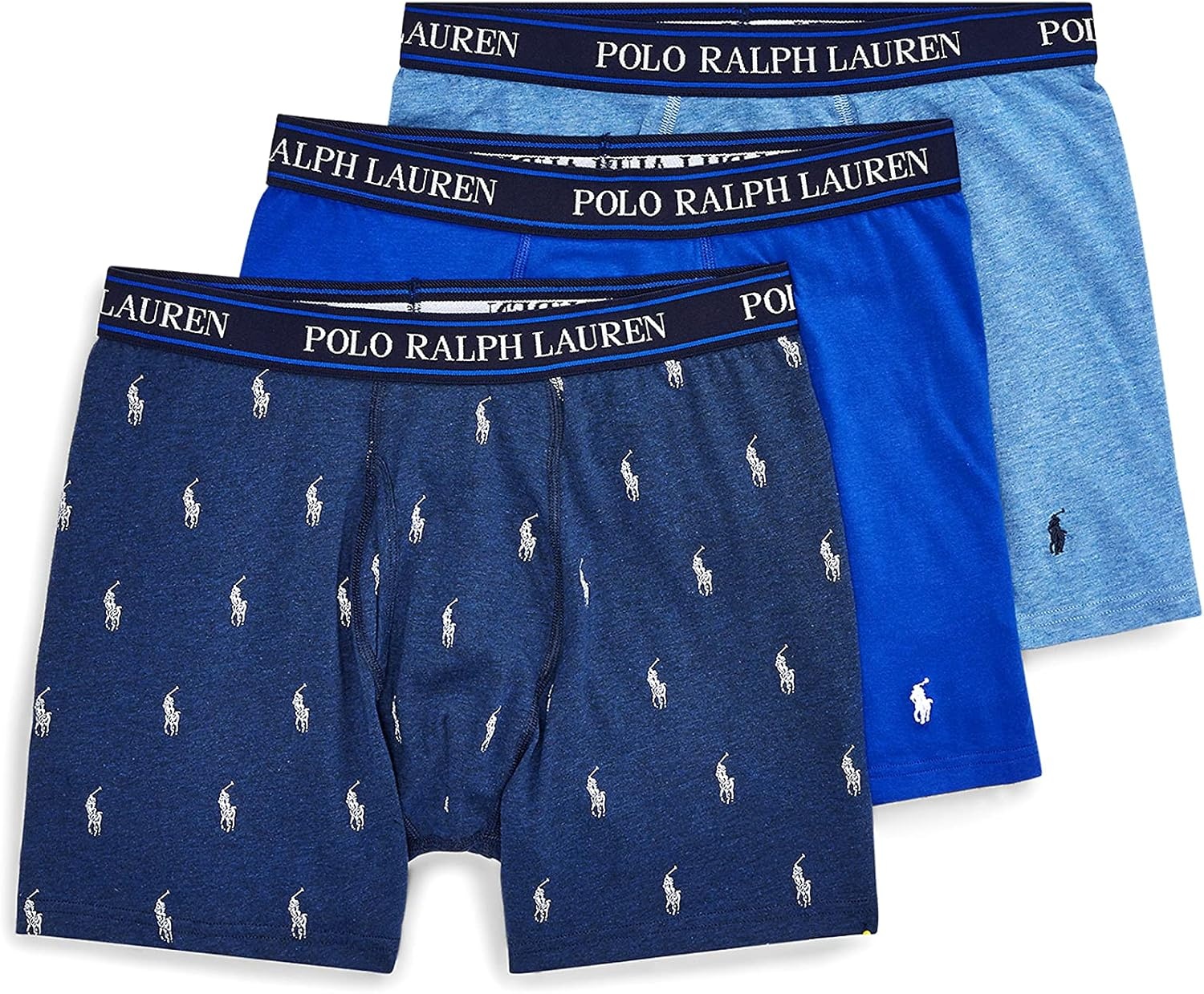 imagePOLO RALPH LAUREN Underwear Boxer Brief 3Pack Stretch Classic Fit Moisture Wicking Pouch Regular Trunk amp Long LegRoyal Heather Blue HeatherBlue 3 Pack