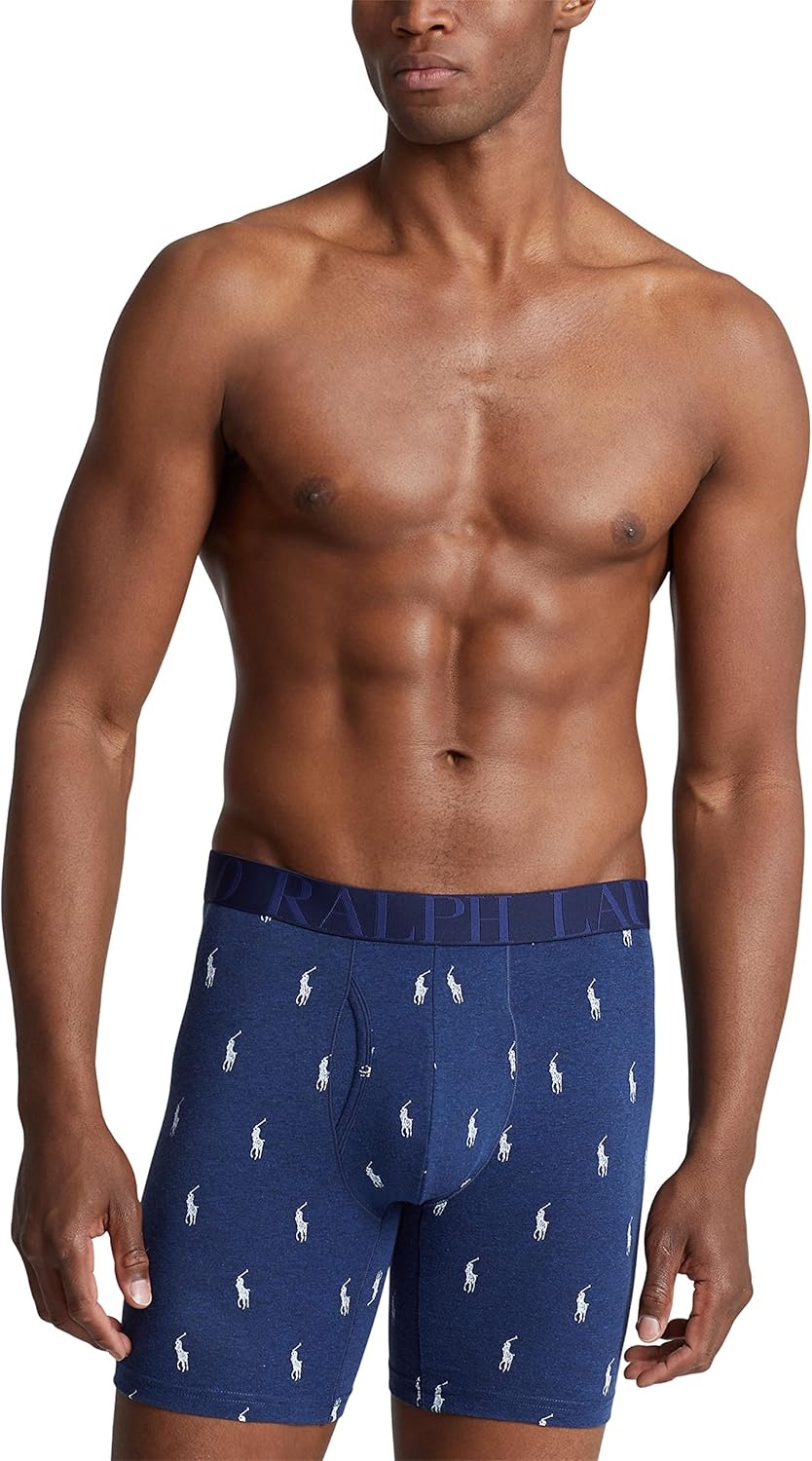 imagePOLO RALPH LAUREN Underwear Boxer Brief 3Pack Stretch Classic Fit Moisture Wicking Pouch Regular Trunk amp Long LegRoyal Heather Blue HeatherBlue 3 Pack