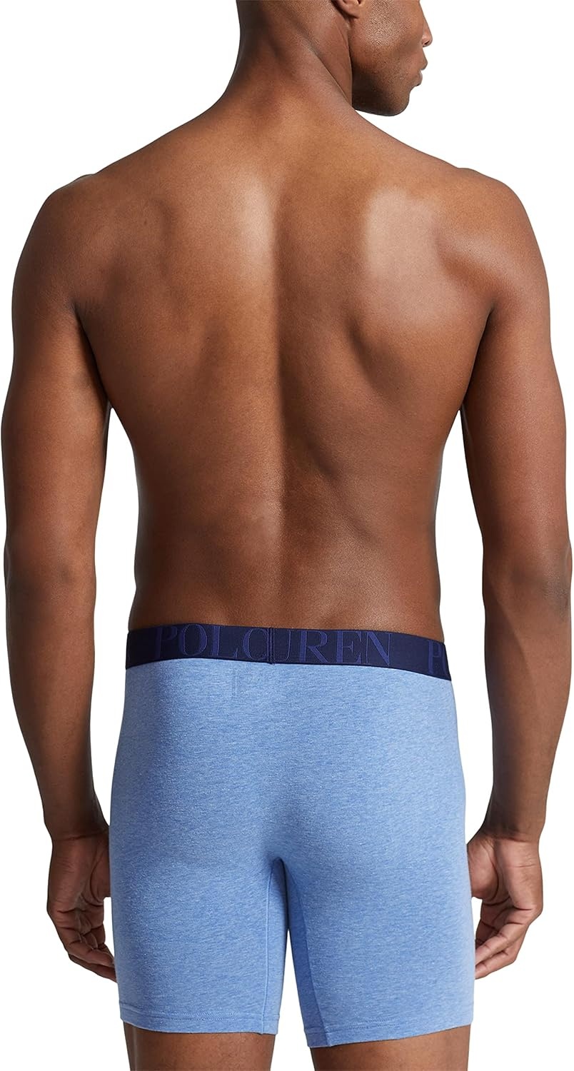 imagePOLO RALPH LAUREN Underwear Boxer Brief 3Pack Stretch Classic Fit Moisture Wicking Pouch Regular Trunk amp Long LegRoyal Heather Blue HeatherBlue 3 Pack