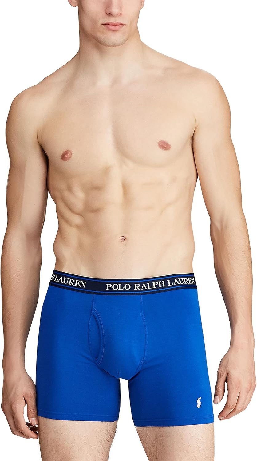 imagePOLO RALPH LAUREN Underwear Boxer Brief 3Pack Stretch Classic Fit Moisture Wicking Pouch Regular Trunk amp Long LegRoyal Heather Blue HeatherBlue 3 Pack