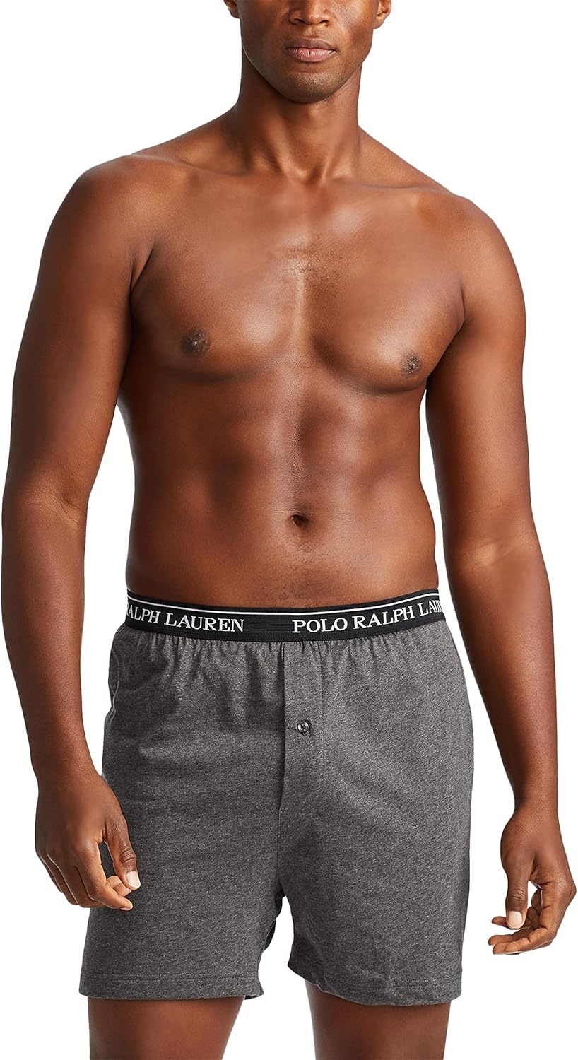 imagePOLO RALPH LAUREN Underwear Boxers Pack 3Pack Classic Fit Cotton Knit Boxer 100 Cotton Moisture Wicking BoxersAndover HeatherPolo Black Madison HeatherPolo Black Polo BlackRed 3 Pack