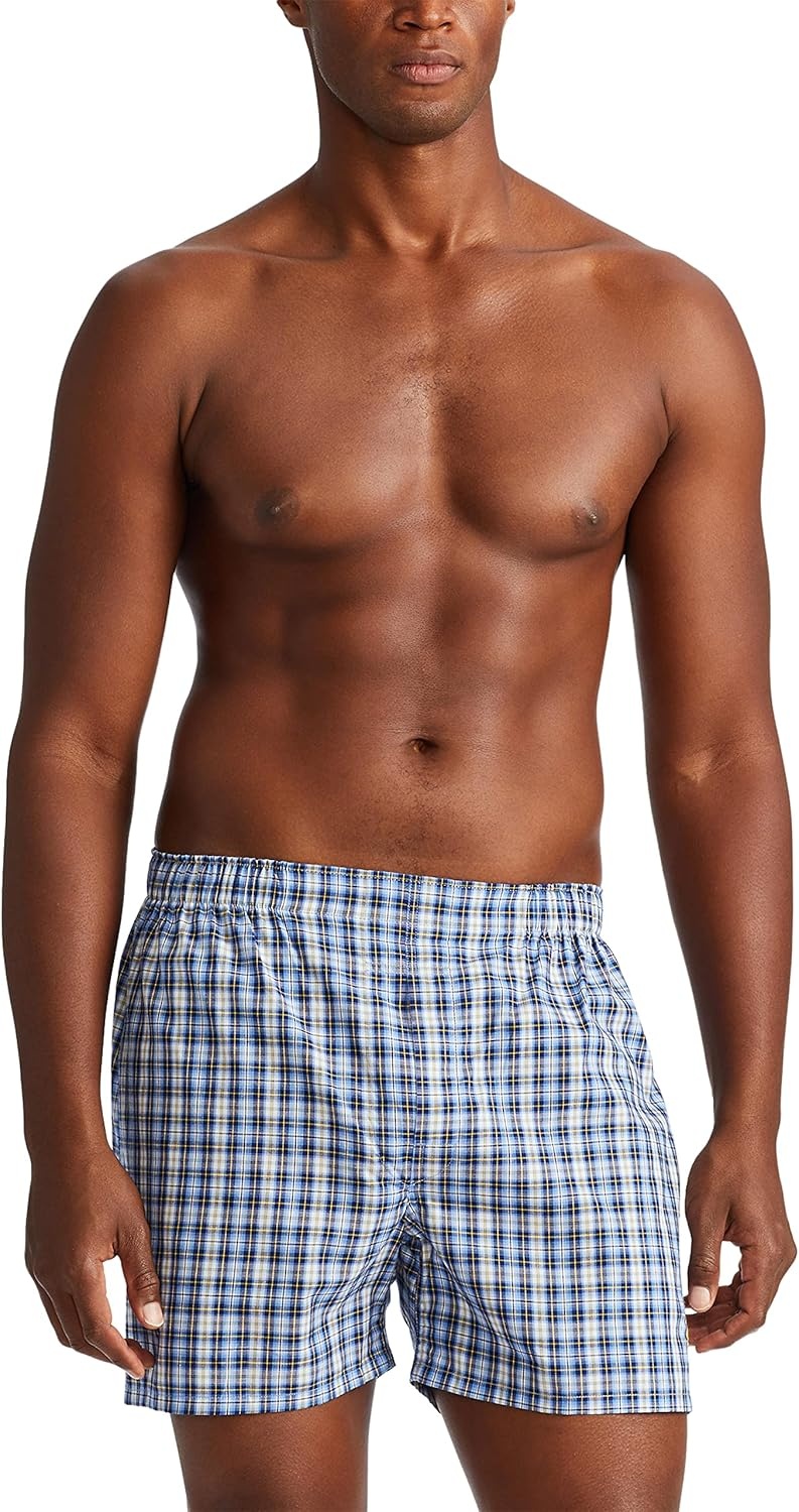 imagePOLO RALPH LAUREN Underwear Boxers Pack 3Pack Classic Fit Cotton Woven Mens Underwear Big amp Tall AvailbleNavyYellow StripeNavy PlaidYellow 3 Pack