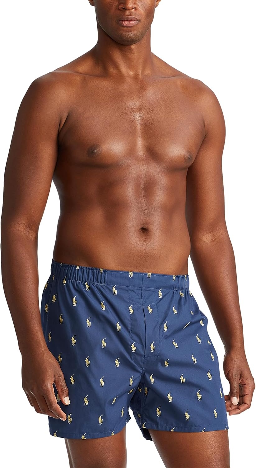 imagePOLO RALPH LAUREN Underwear Boxers Pack 3Pack Classic Fit Cotton Woven Mens Underwear Big amp Tall AvailbleNavyYellow StripeNavy PlaidYellow 3 Pack