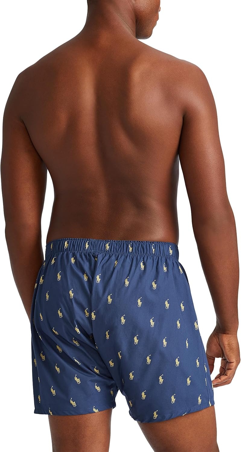 imagePOLO RALPH LAUREN Underwear Boxers Pack 3Pack Classic Fit Cotton Woven Mens Underwear Big amp Tall AvailbleNavyYellow StripeNavy PlaidYellow 3 Pack