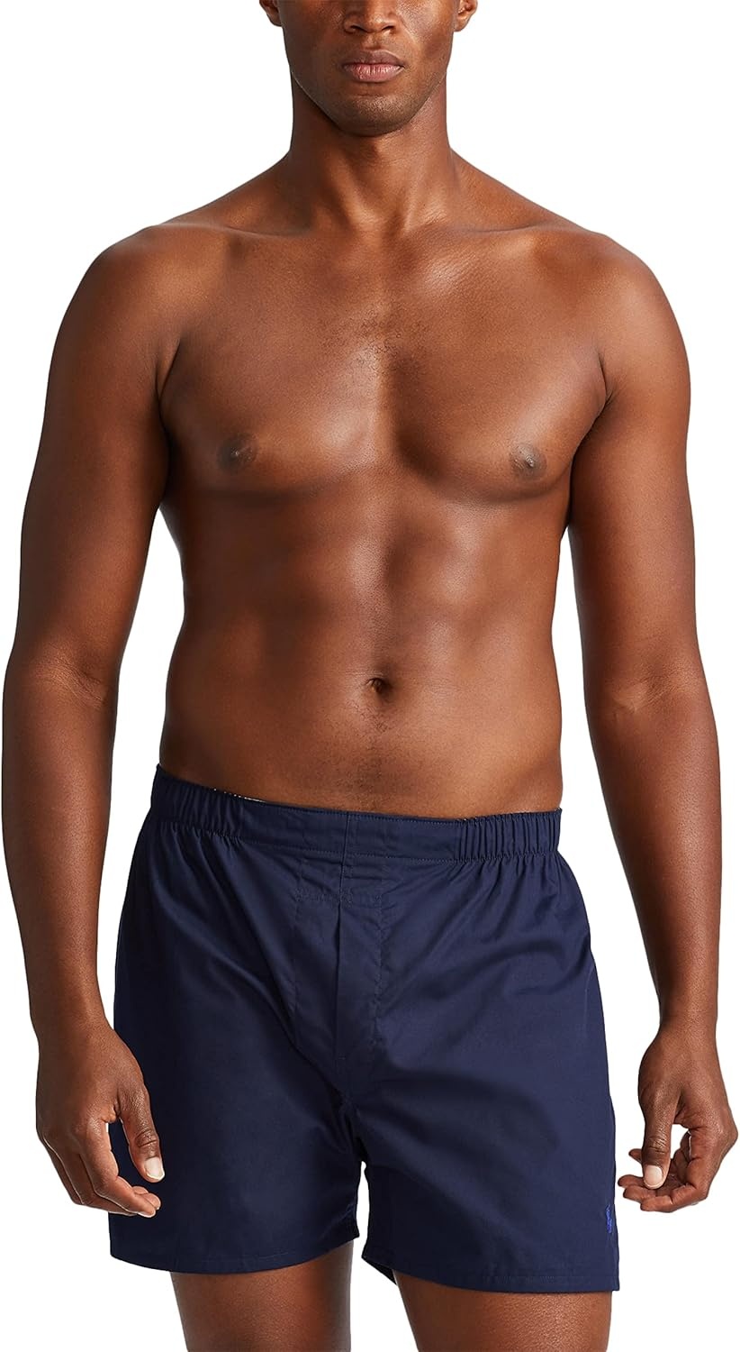 imagePOLO RALPH LAUREN Underwear Boxers Pack 3Pack Classic Fit Cotton Woven Mens Underwear Big amp Tall AvailbleRimini StripeMuller PlaidCruise Navy