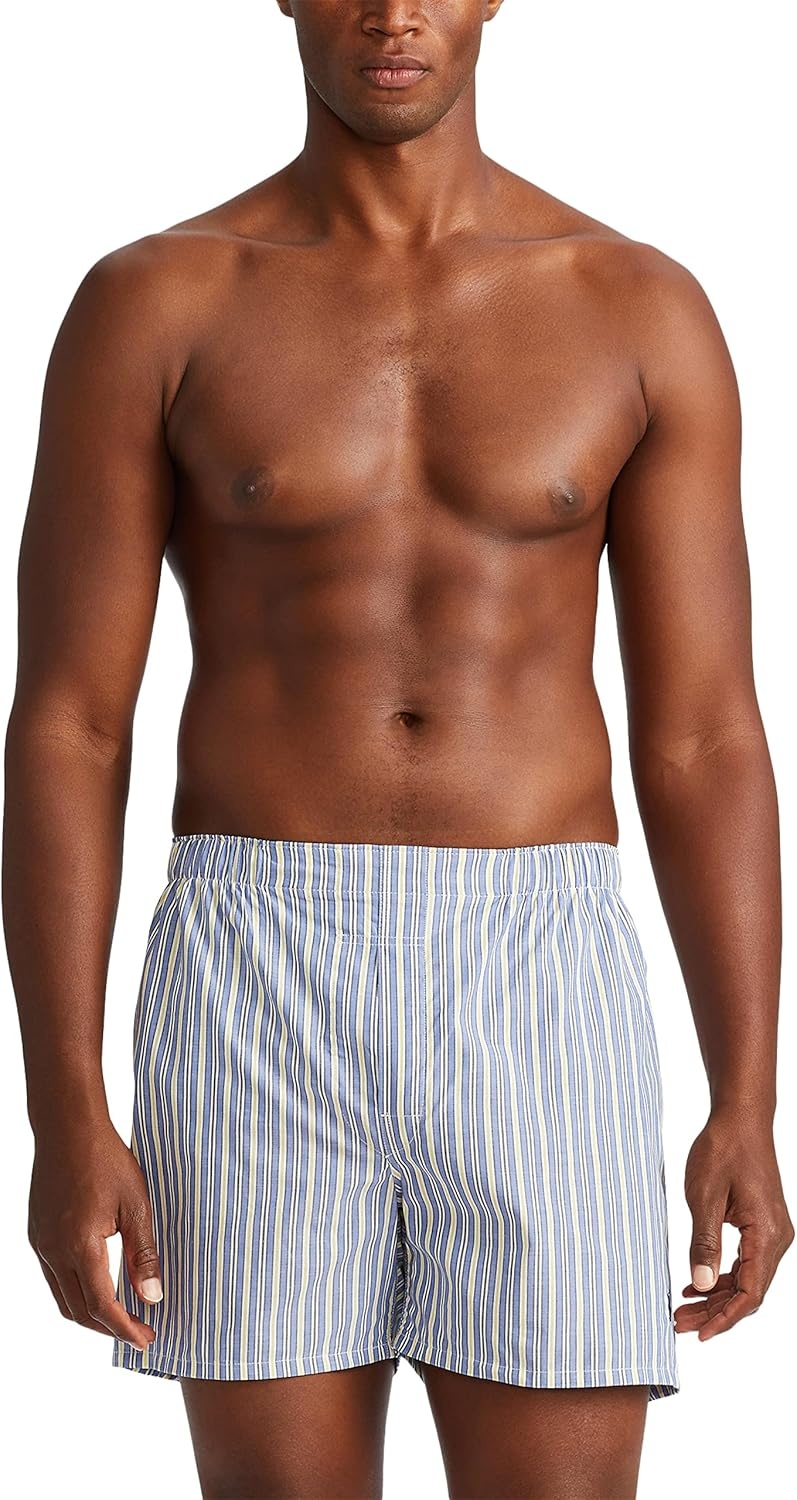 imagePOLO RALPH LAUREN Underwear Boxers Pack 3Pack Classic Fit Cotton Woven Mens Underwear Big amp Tall AvailbleRimini StripeMuller PlaidCruise Navy