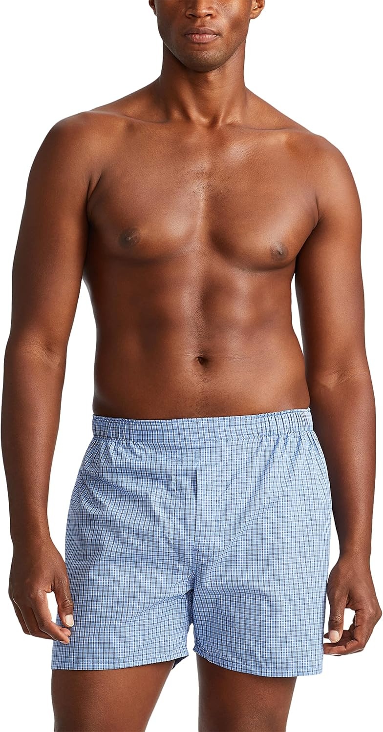 imagePOLO RALPH LAUREN Underwear Boxers Pack 3Pack Classic Fit Cotton Woven Mens Underwear Big amp Tall AvailbleRimini StripeMuller PlaidCruise Navy