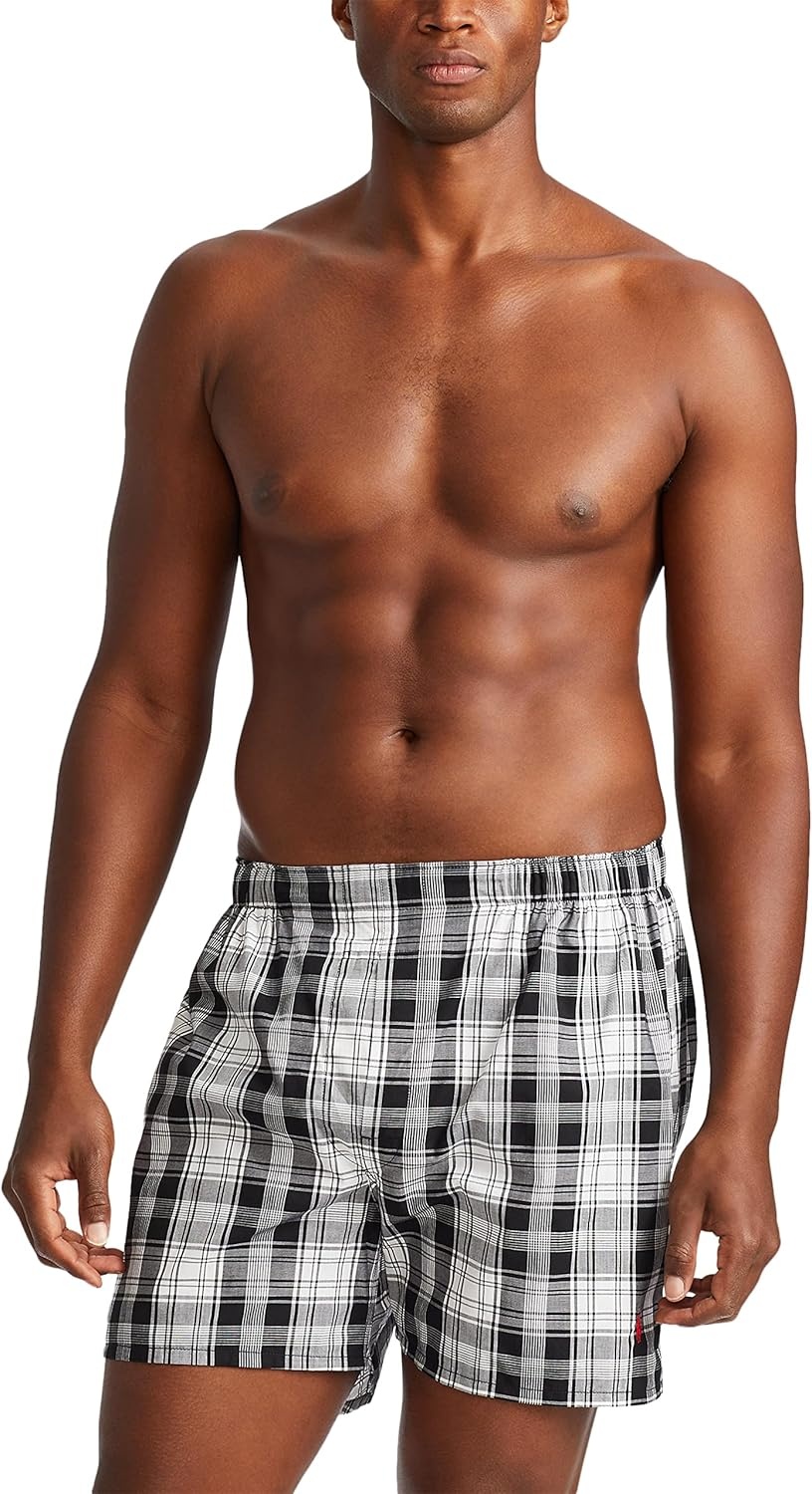 imagePOLO RALPH LAUREN Underwear Boxers Pack 3Pack Classic Fit Cotton Woven Mens Underwear Big amp Tall AvailbleStripeRed PlaidRed BlackRed 3 Pack