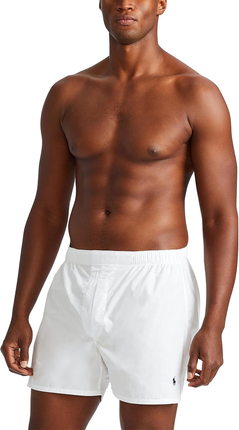 imagePOLO RALPH LAUREN Underwear Boxers Pack 3Pack Classic Fit Cotton Woven Mens Underwear Big amp Tall AvailbleWhite