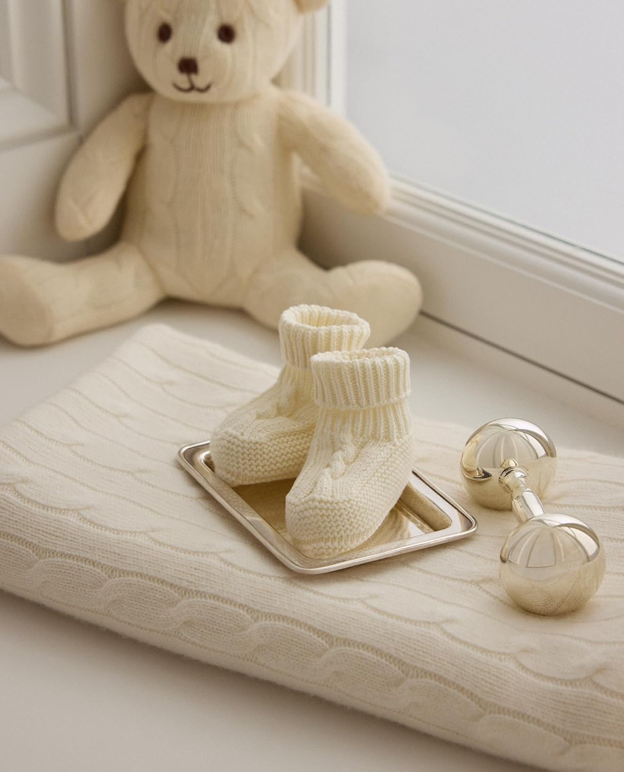 imagePOLO RALPH LAUREN Unisexbaby Babys Bootie with Cable 1 Pair Pack Soft Cotton ComfortSoft Blue