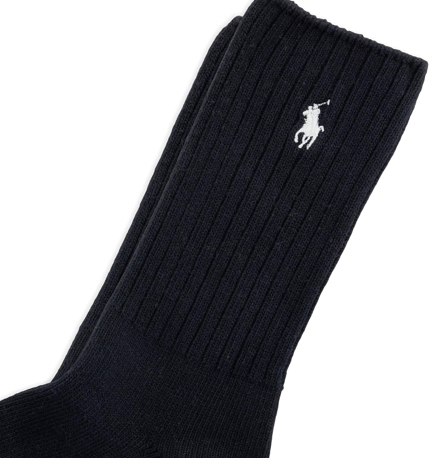 imagePOLO RALPH LAUREN Womens Casual Solid Color Crew Socks 1 Pair Combed Cotton ComfortBlack