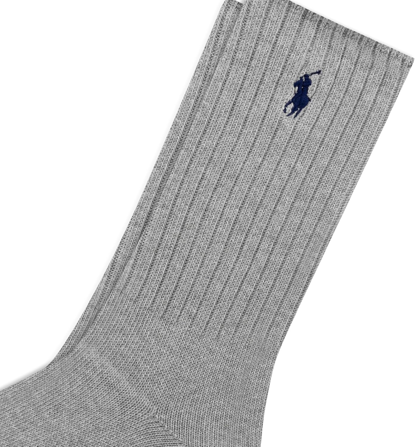 imagePOLO RALPH LAUREN Womens Casual Solid Color Crew Socks 1 Pair Combed Cotton ComfortGray